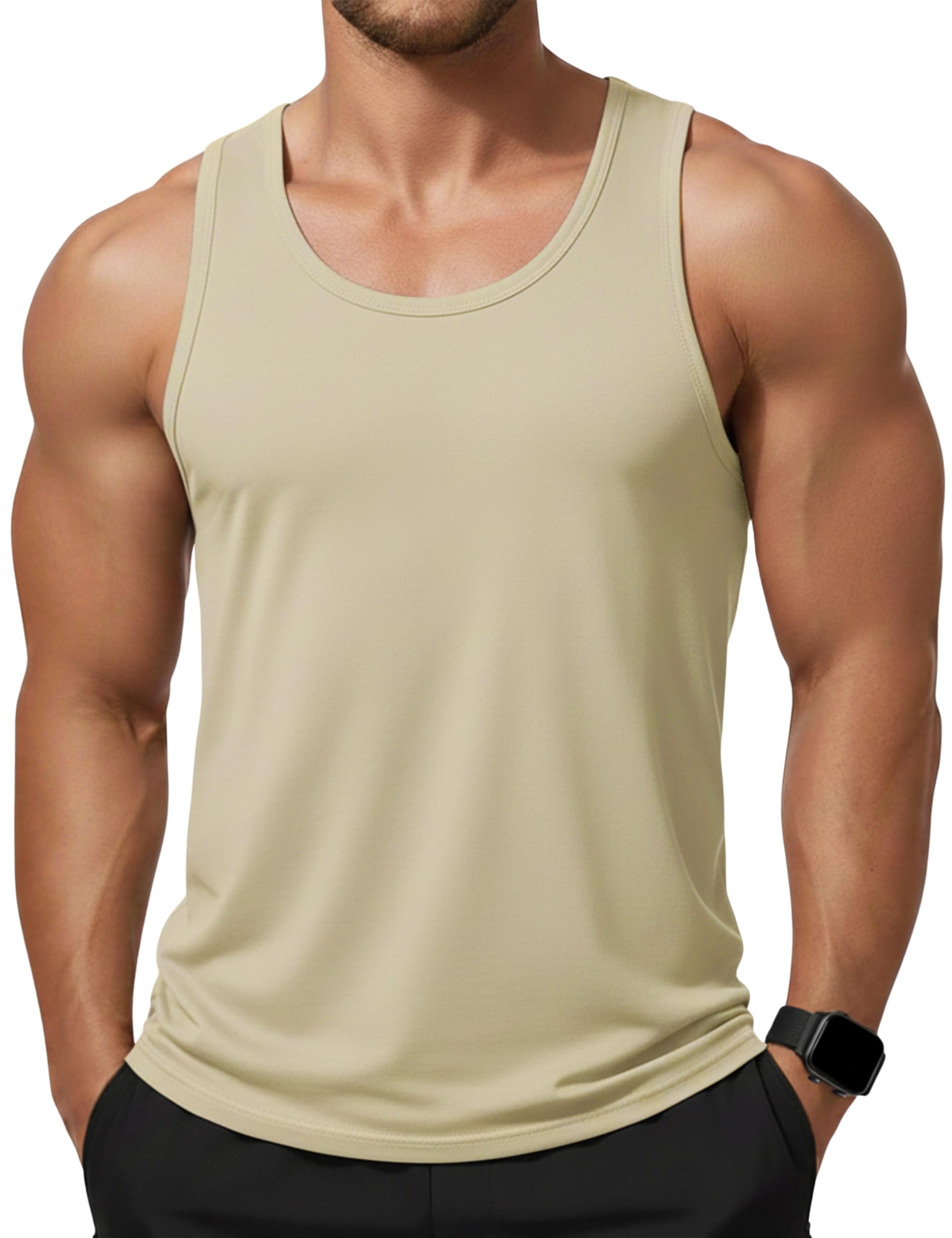 KEFITEVD Męski tank top, bawełna, koszulka bez rękawów, sportowa koszulka funkcyjna, podkoszulek, na siłownię, lato, do aktywności na świeżym powietrzu