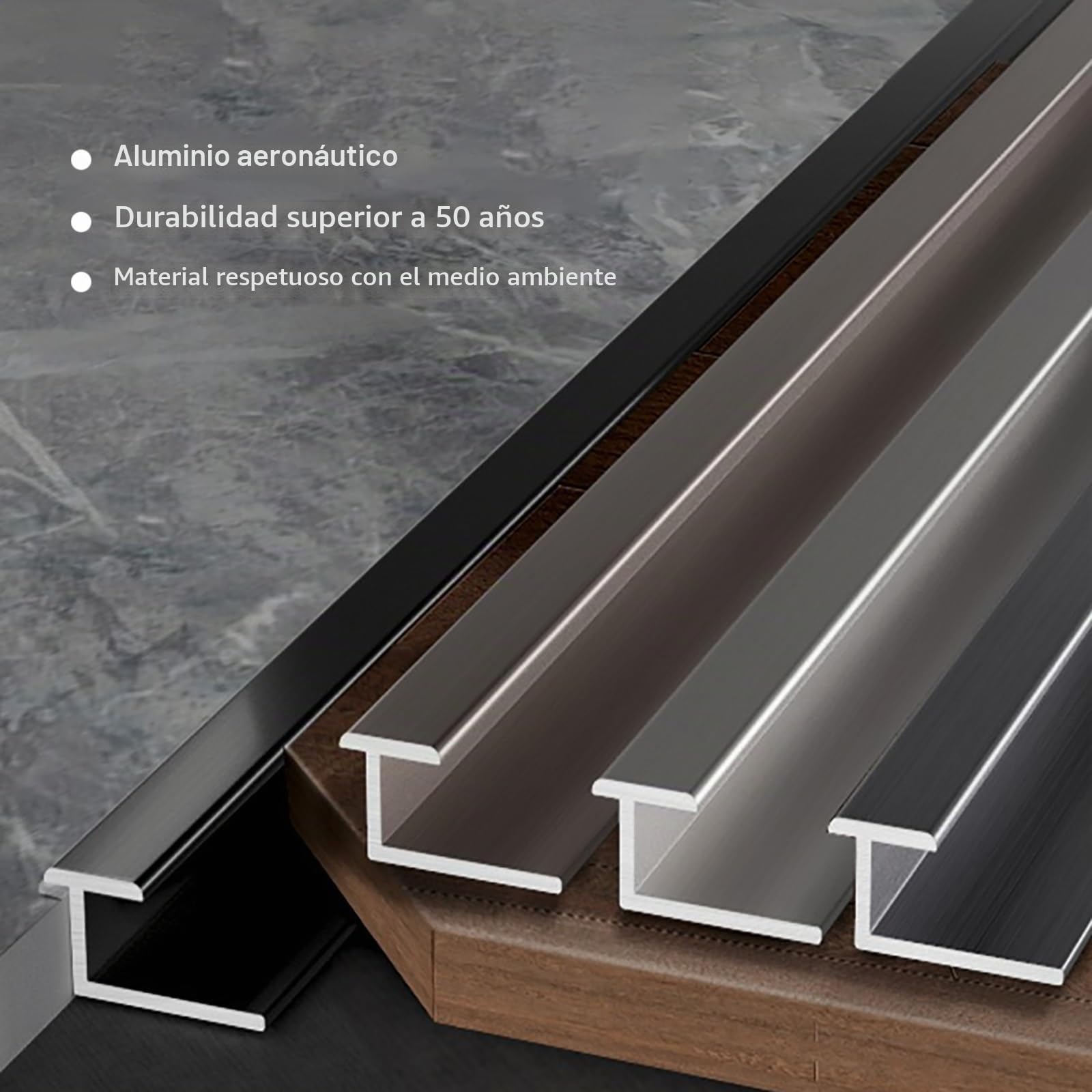Tira De Transición Para Pisos, 135cm X 2 Piezas, Riel De Transición Para Baldosas, Laminado, Madera, Alfombra PVC, Reductor Estrecho, Tira De Umbral Para Pisos De Cerámica Y Madera(Silver,H:11
