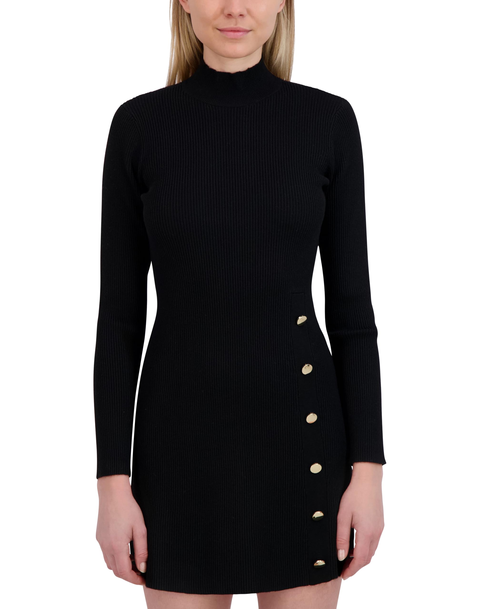 Laundry by Shelli Segal Womens Layla Long Sleeve Sweater Dress Stretch Knit
