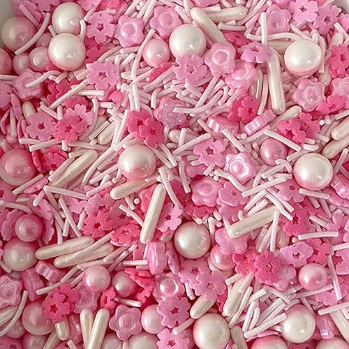 Miniatura 3 de Gránulos comestibles de flores de cerezo para decoración de tartas, dulces rosados y blancos, de hecho, perfectos para decoración de pasteles,