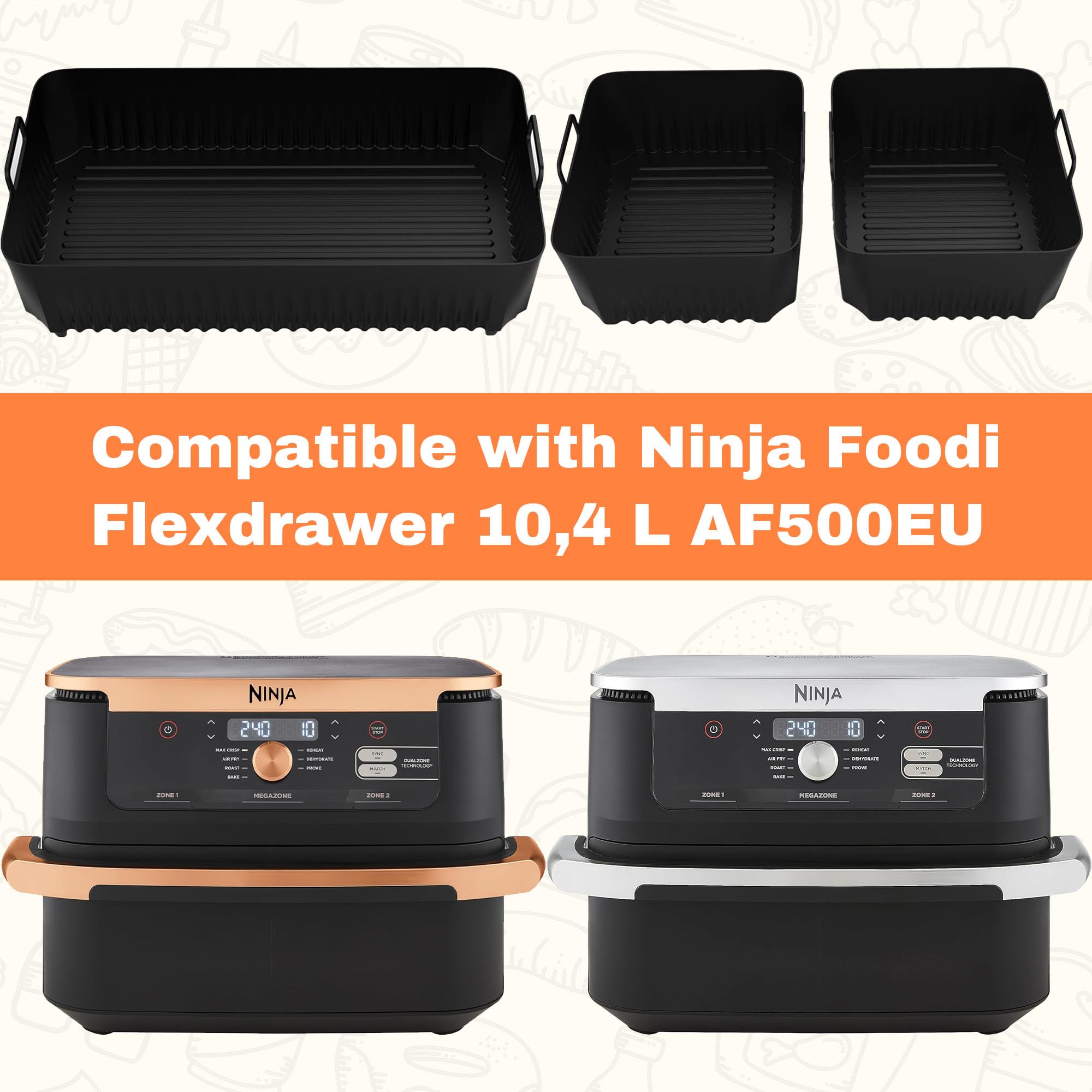 Spatbescherming voor Ninja Foodi Flexdrawer 10,4 l heteluchtfriteuse AF500eu, herbruikbaar, siliconen, accessoires voor airfryer, accessoires voor Ninja Flex drawer, 10,4 liter (B Spatbescherming voor Ninja Foodi Flexdrawer 10,4 l heteluchtfriteuse AF500eu, herbruikbaar, siliconen, accessoires voor airfryer, accessoires voor Ninja Flex drawer, 10,4 liter (B