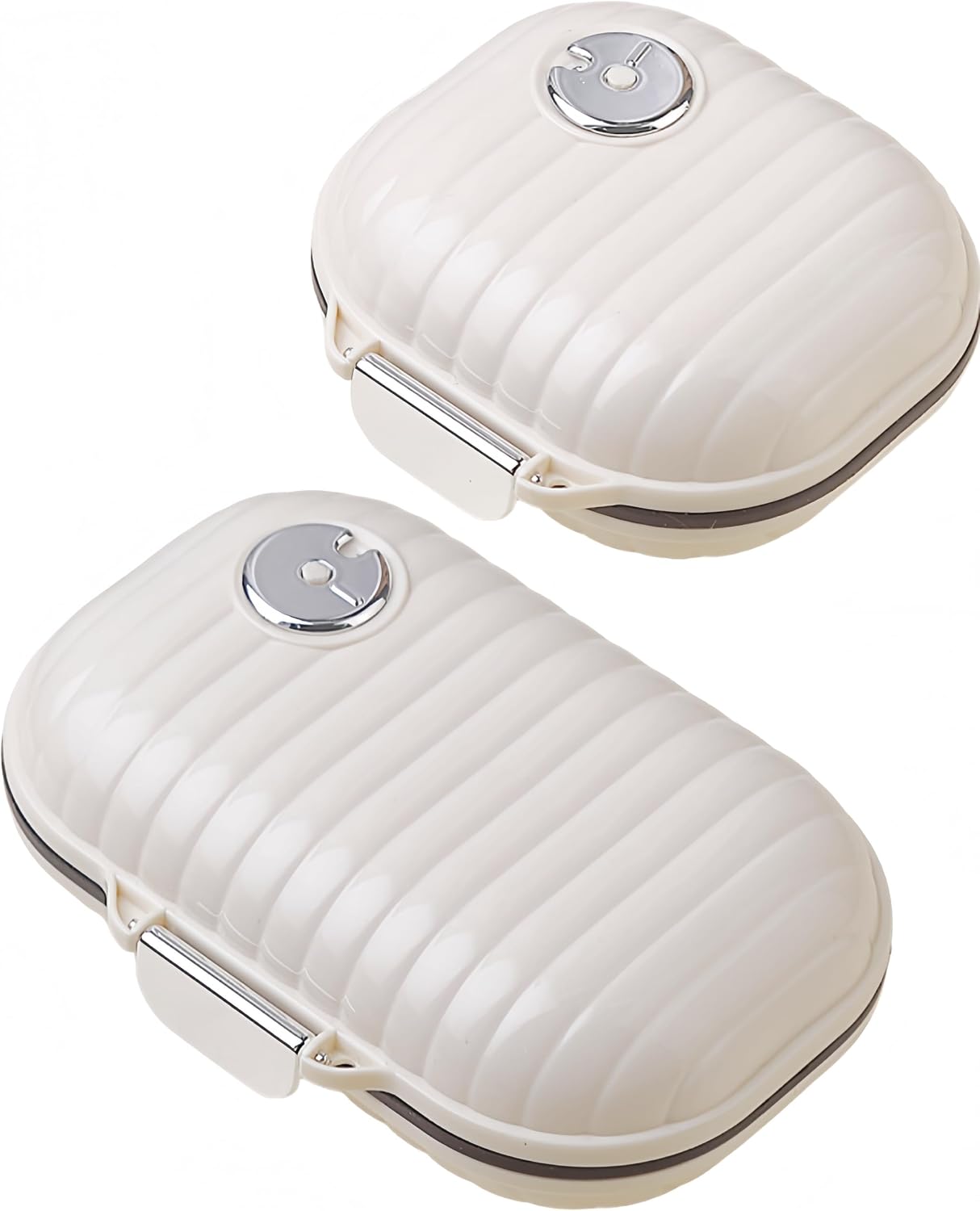 Personal Pill Organizer 2PACK- Medicine Pill Case with Medicine Tracker, Waterproof Pill Box, 7 Compartments, Foldable Design (White)