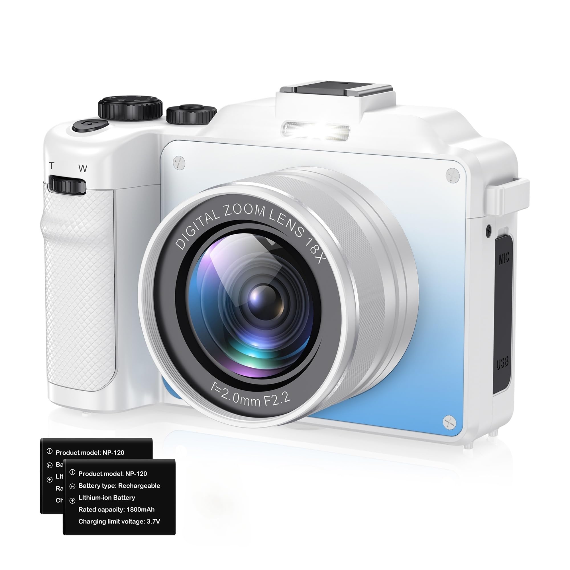 Cameras for Photography, 4K Digital Camera, 48MP Cameras for YouTube with Dual Camera, Point and Shoot Digital Cameras with Autofocus 18X Digital Zoom Vlogging Camera for Teens Beginners