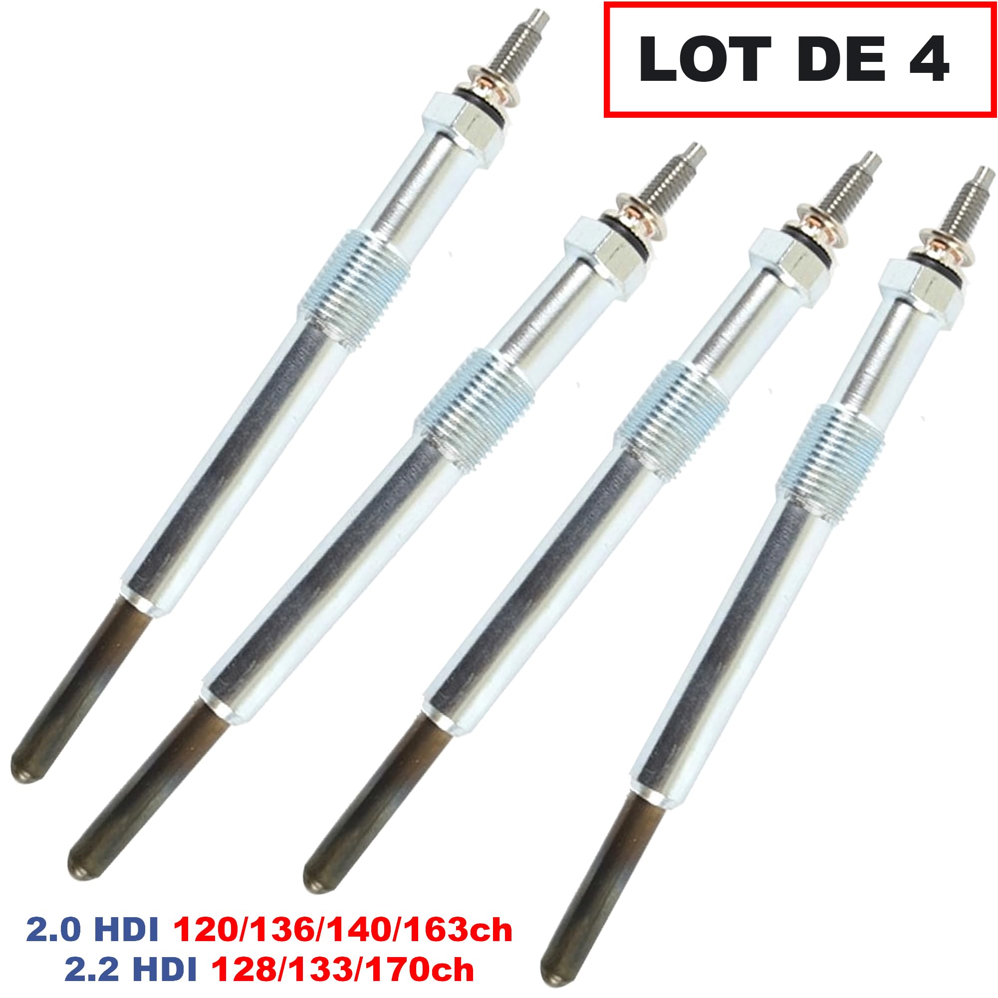 Partsline (Lot de 4) Bougie de Préchauffage compatible avec C4, C5, Jumper, Jumpy, Scudo, Ulysse, C-Max, Focus, Galaxy II, Kuga, 307, 308, 406, 407, 508, 607, 807, Expert 2.0 2.2 HDI JTD - 1610429180