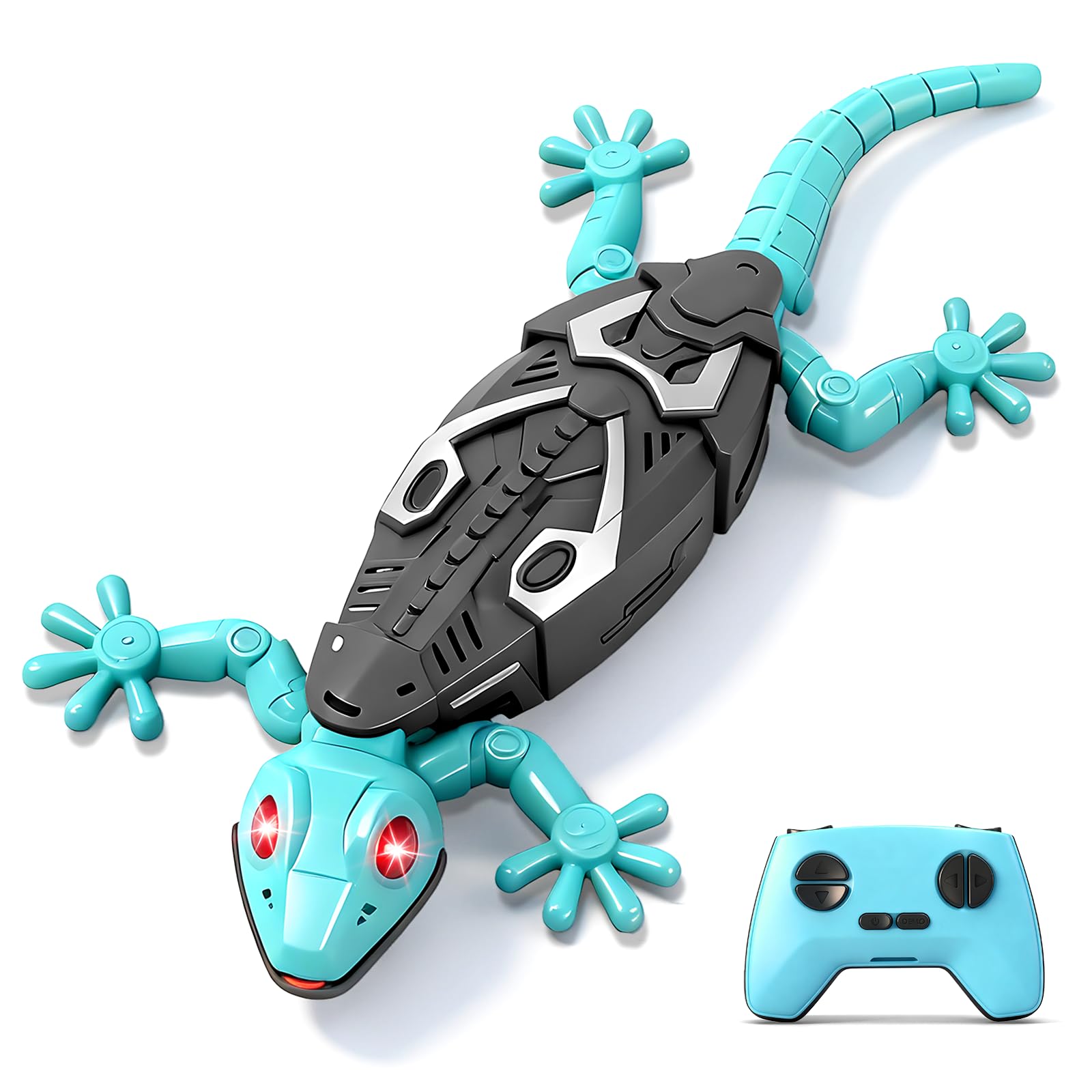 MONKROY Wall Crawler Gecko, Wall Climbing Gecko Toy with LED Eyes, 360°Rotation RC Robot Wall Climbing Lizard for Kids