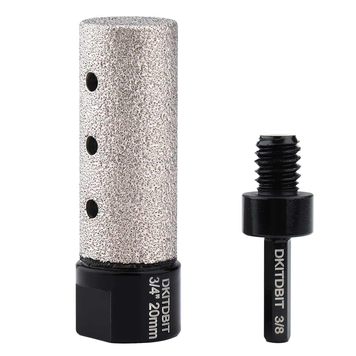 Diamond Coated Finger Bit, 3/4" Tile Milling Bit to Enlarge Grind Polish Shape Holes on Porcelain Ceramic Marble Granite Tile Countertop, with 5/8-11 Thread to 3/8" Hex Shank Adapter, Diameter 20mm 3/4”?20mm?