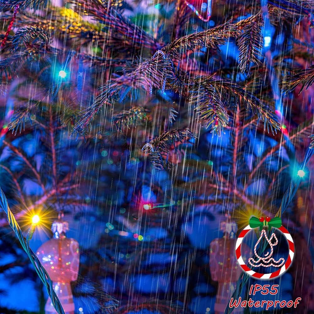 Guirlande lumineuse de Noël d'extérieur 200 LED d'intérieur - 8 modes - De bout en bout - Certifié UL - Guirlande lumineuse étanche - Décoration