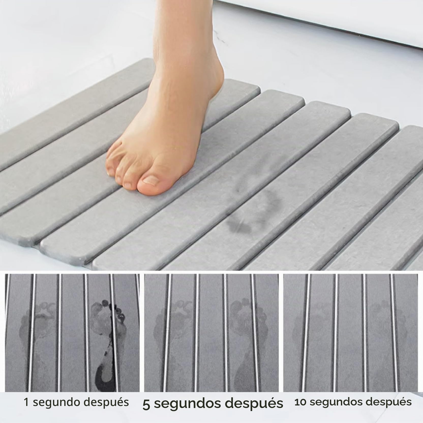 Alfombra de baño de Piedra de diatomita, Alfombra de Ducha de Piedra de Secado rápido de 16x12 Pulgadas, de baño Plegable sin Deslizamiento para la Cocina Bahtroom Shower Floor