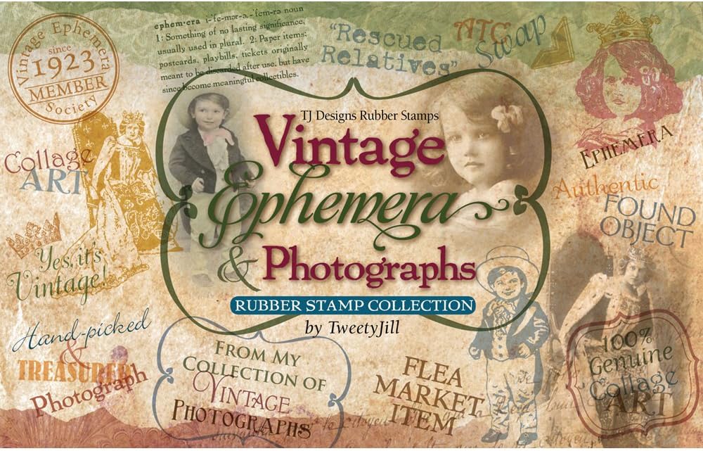 TJ Designs Rubber Stamp Set, Vintage Ephemera and Photographs