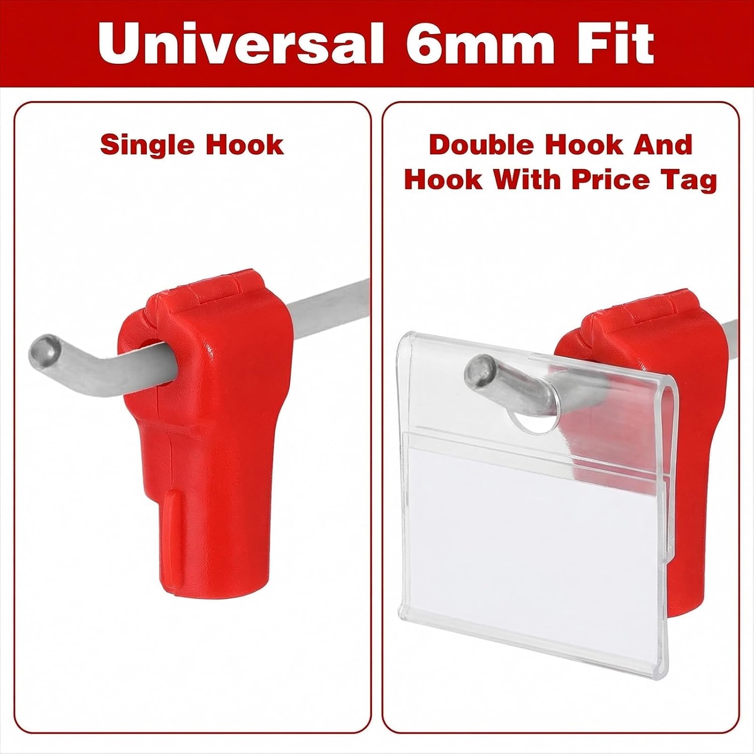 140 Pack Peg Hook Locks, 6mm Plastic Magnet Security Red Stop Locks, Anti-Theft Pegboard Display Hook Lock for Retail Shop, Shopping Center