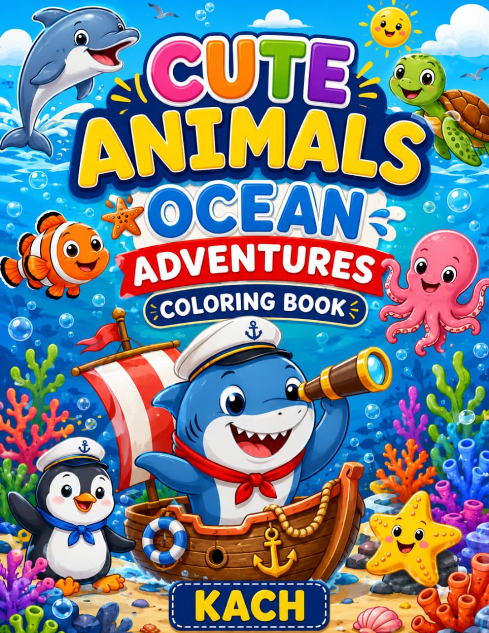 CUTE ANIMALS OCEAN ADVENTURES COLORING BOOK (Cute Animal Colouring Book)