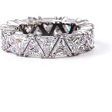 18K White Gold Plated Row Emerald Cut Triangle Shape Wedding Diamond Band Rings Eternity Ring Wedding Bands 8