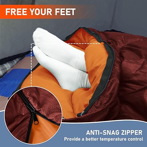 Miniatura 6 de MEREZA Saco de dormir de camping para adultos y hombres de 4 estaciones, para clima cálido y fresco, saco de dormir ligero con saco de compresión