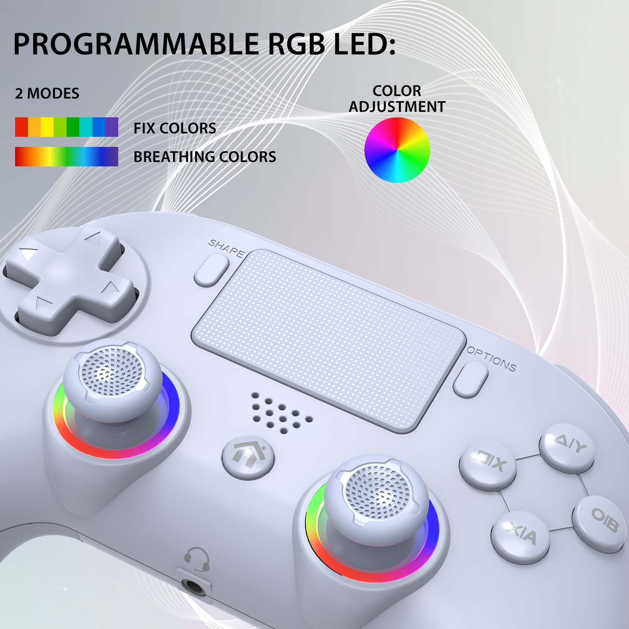 Subsonic - Mando inalámbrico para PS4 / Playstation 4 - mando con LED, vibración y toma para auriculares de juego - Blanco