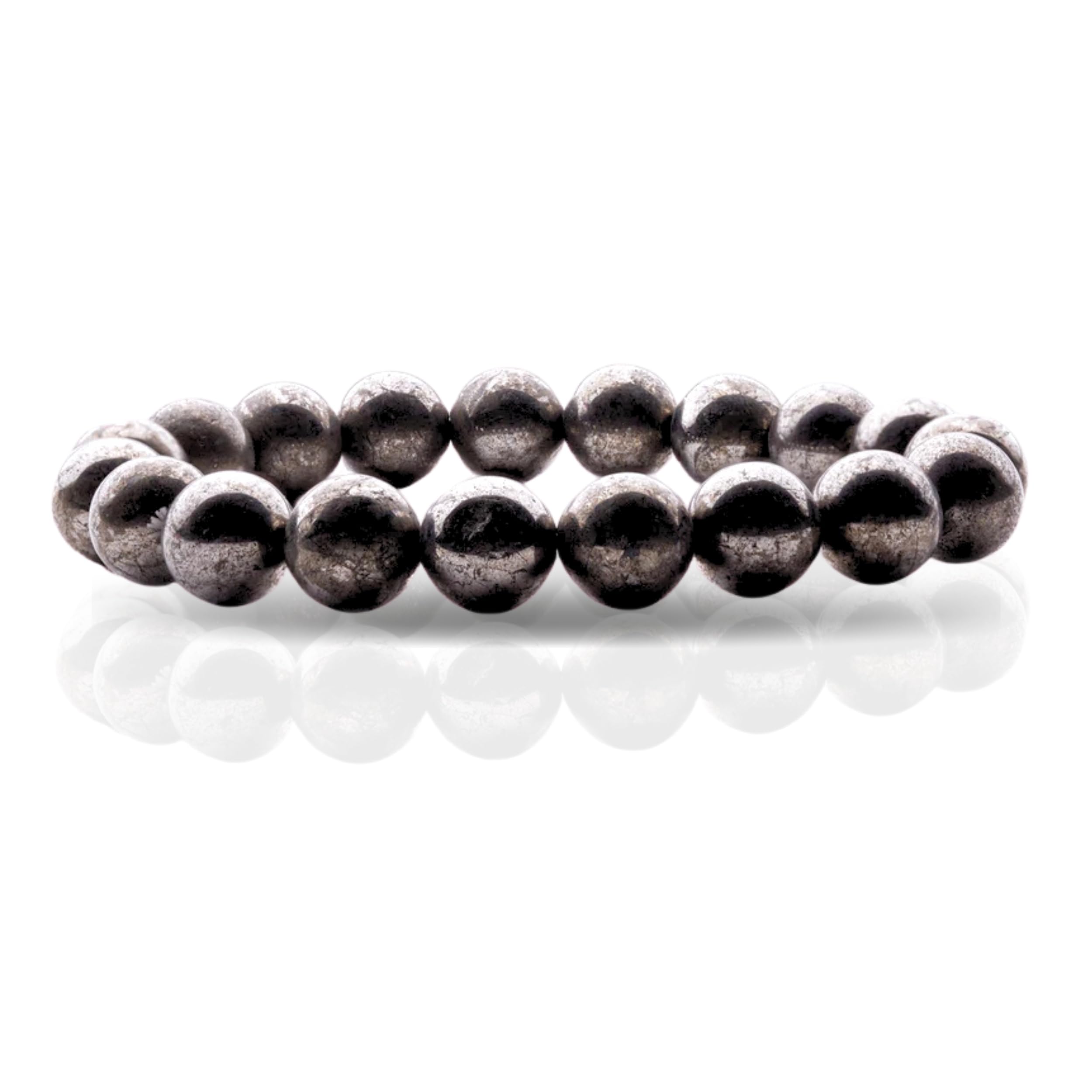 Plus ValuePyrite Bracelet Money Magnet Abundance Wealth Charm Pyrite Crystal Bracelet for Men Women Boys and Girls Reiki Healing Chakra (Beads Size: 10mm, Jute Bag)