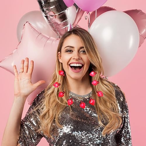 Miniatura 4 de Abaodam Collar de corazón intermitente con luz LED en forma de corazón, collar de bombilla de corazón para el día de San Valentín para fiesta,