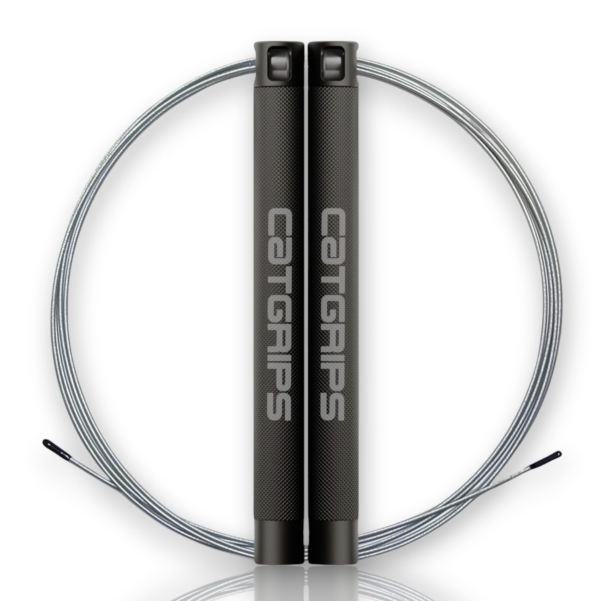 CATGRIPS Springseil Crossfit – Speed Rope aus Aluminium – Einstellbares Stahl Springseil mit Kugellager – Leichtes Seilspringen Profi für Gym und Boxen, Seilspringen mit Tasche & Ersatzteilen