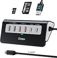 Vista 13 de P9 USB C Hub, INTPW 9-en-1 Adaptador USB Multipuerto con HDMI 4K, PD 100W, USB-C y 2 USB A 3.0 5Gbps, 2 USB A 2.0, Lector de Tarjetas SD/TF, Hub USB