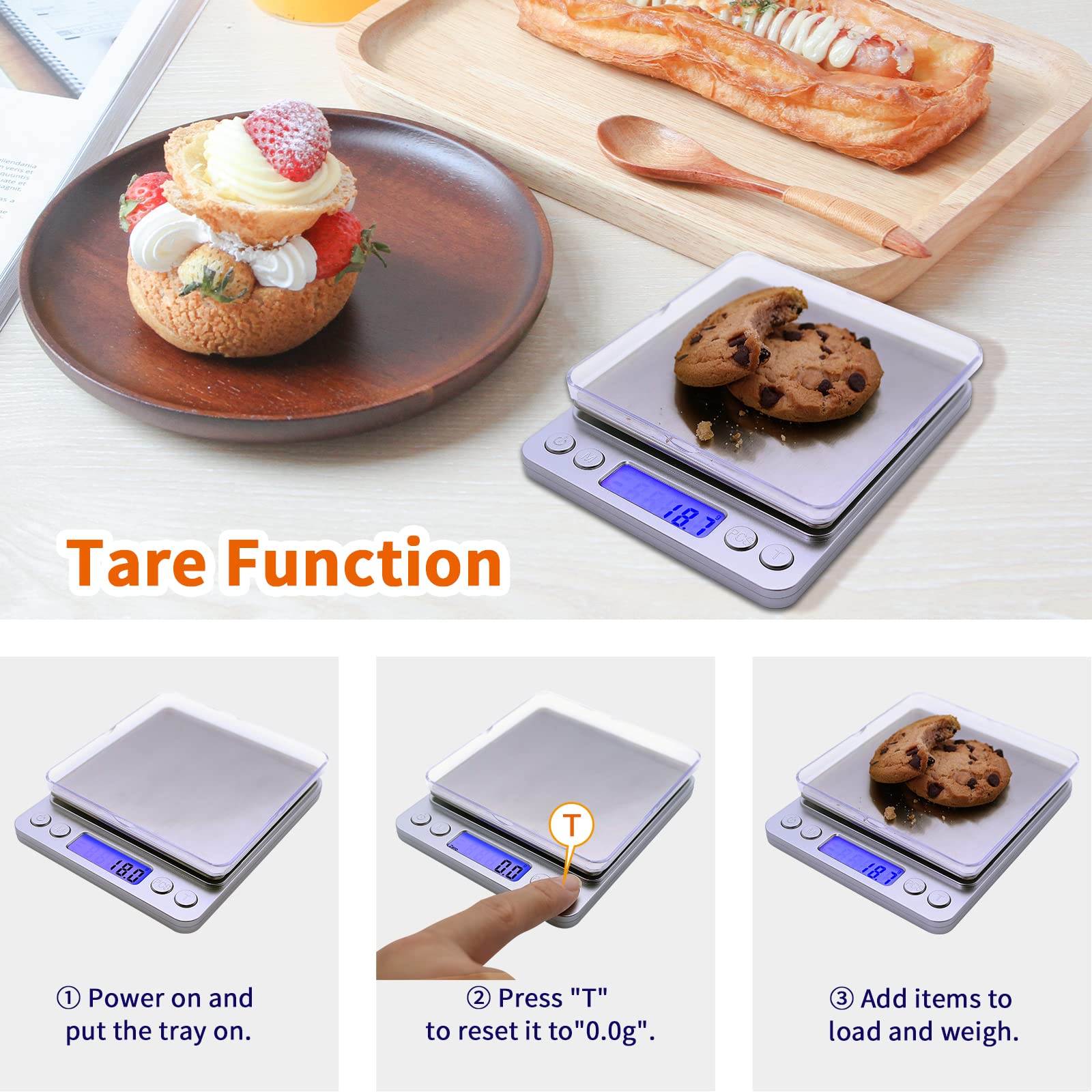 Báscula de gramos, capacidad de 105.82 oz de precisión, 0.00 oz, mini báscula de alimentos, peso digital, gramos y onzas, cocina pequeña de alta precisión para expreso, hornear, joyas, 4