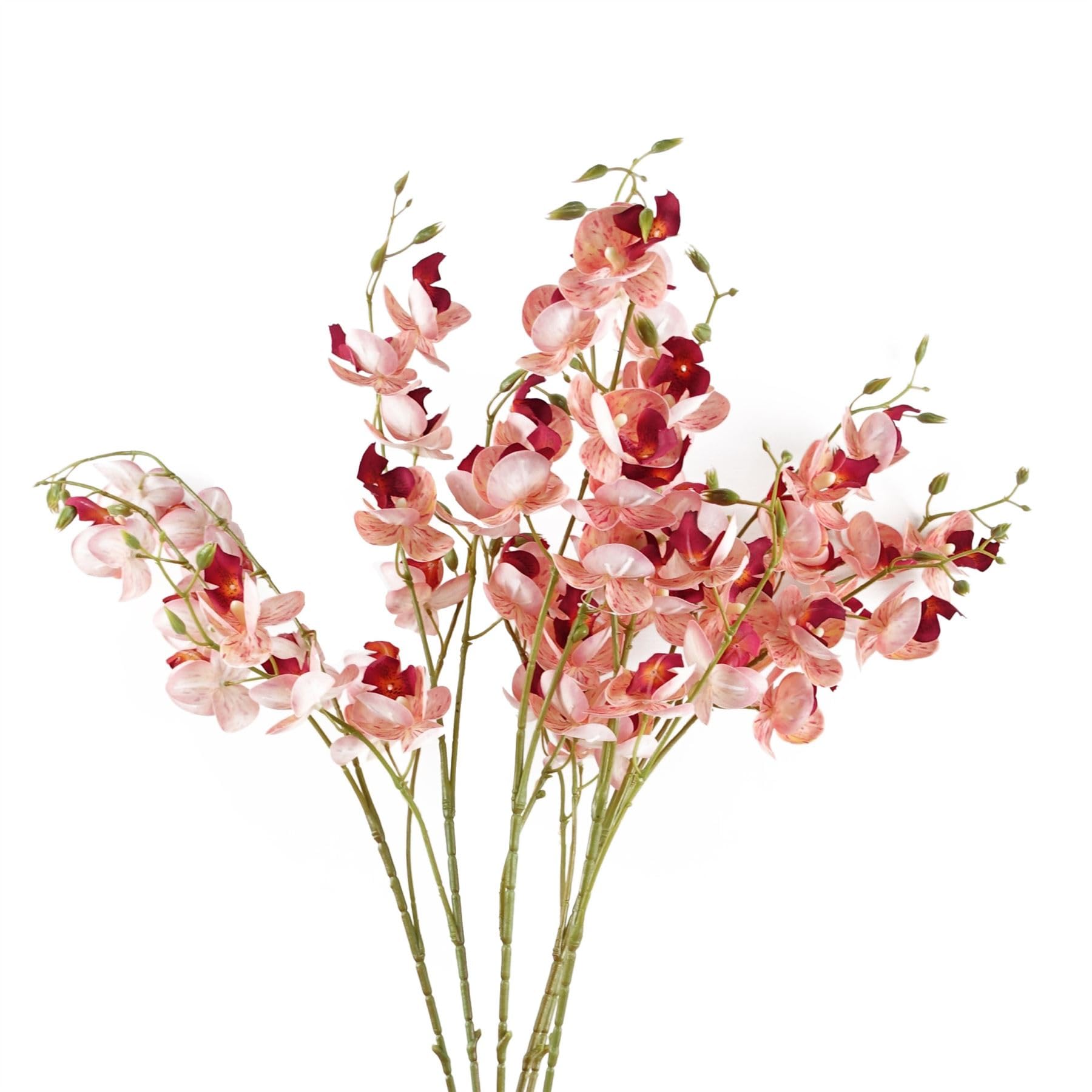 Leaf Pink Mini Orchid Artificial Flower Stem 2.6ft - Pack of 6