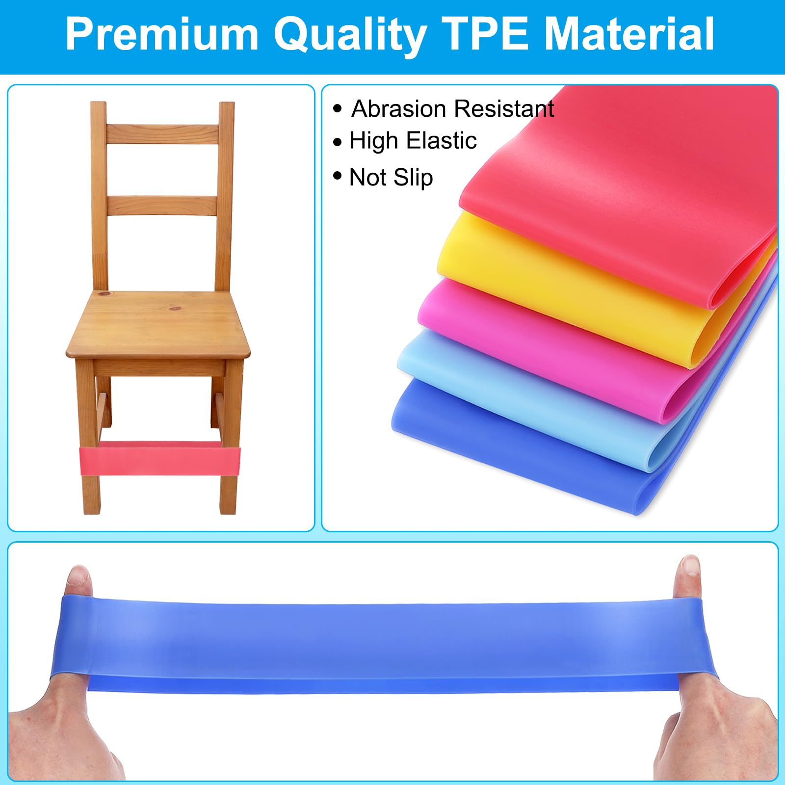 PATIKIL Fidget Bands for Classroom Chairs 6 Pcs, Chair Bands Relieve Anxiety for Classroom Seats and Desks Light Blue, 0.6mm - Image 3