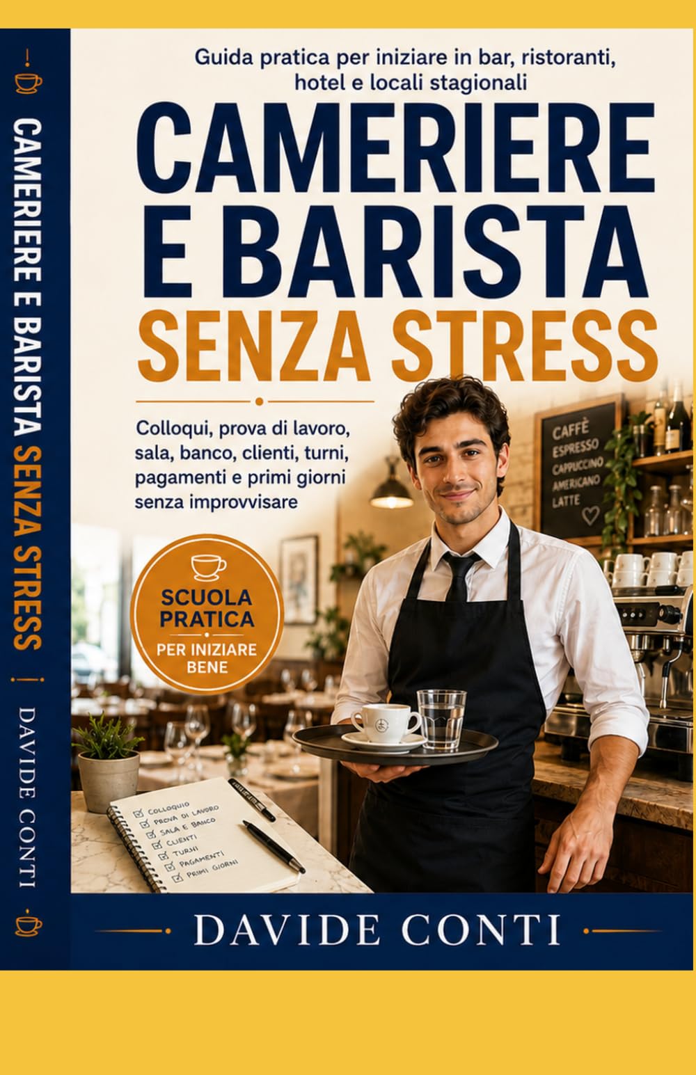 Cameriere e Barista Senza Stress: Guida pratica per iniziare in bar, ristoranti, hotel e locali stagionali, affrontare colloqui, prova, sala, banco, clienti, turni, pagamenti e primi giorni di lavoro