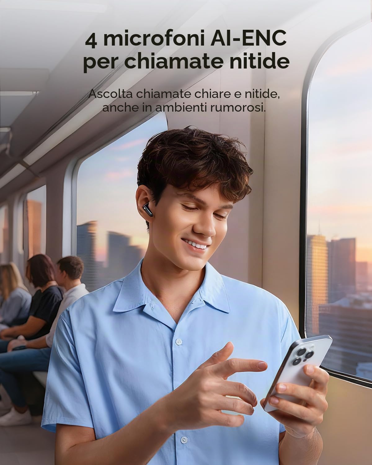 Baseus EP10 NC Auricolari Bluetooth con cancellazione del rumore, cuffie Bluetooth con -43 dB ANC, cancellazione del rumore adattiva, auricolari con 4 microfoni, chiamata chiara, IP55, 41 ore di