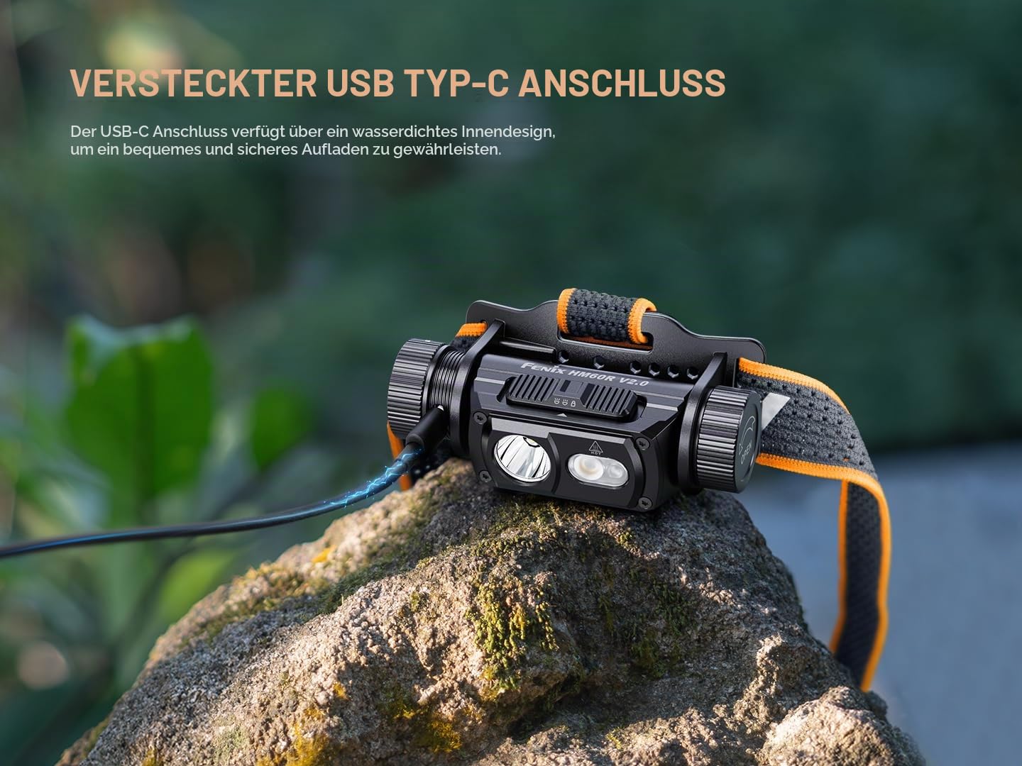 Fenix HM60R V2.0 Stirnlampe LED Wiederaufladbar,1600 Lumen Extrem Hell,USB-C Aufladbar,170M,Strahler Flutlicht & Rotlicht,IP68 Wasserdicht Leicht Kopflampe,Outdoor Camping Angeln Jogging