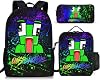 3PCS 17 Inch Kids Backpack with Lunch Box,Lightweight Travel School Backpack,Back to School Boys Girls Laptop Bags，Gift for Fans Style-3