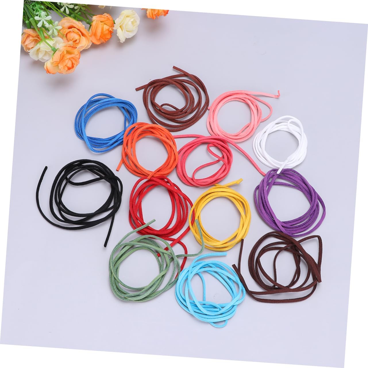 20pcs Mixed Double-Sided Plush Flat Leather Cord for DIY Jewelry Bracelet and Necklace Making Supplies Each for Beading and Crafts