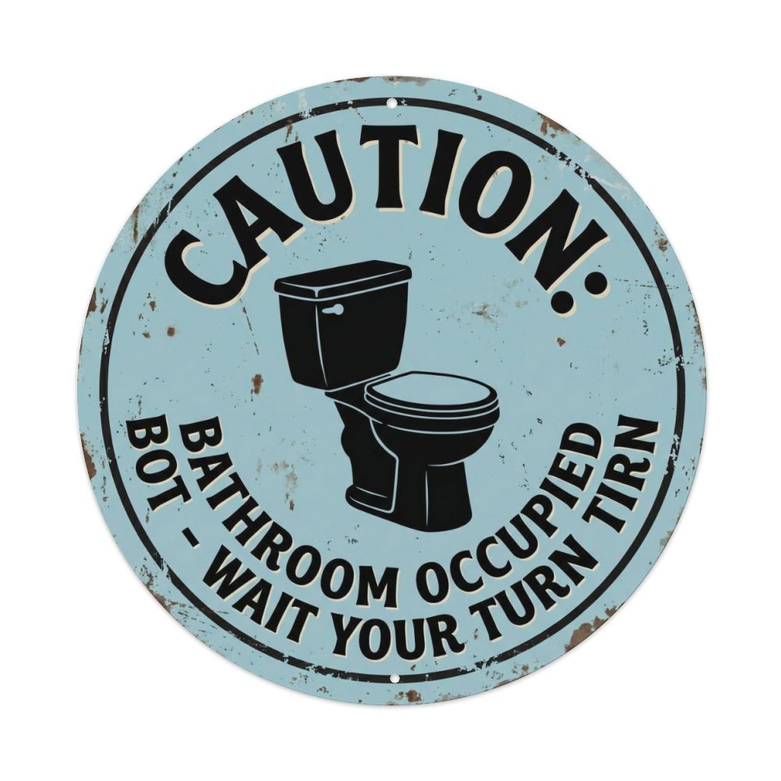 Vintage Funny Caution Bathroom Occupied Warning Metal Tin Sign