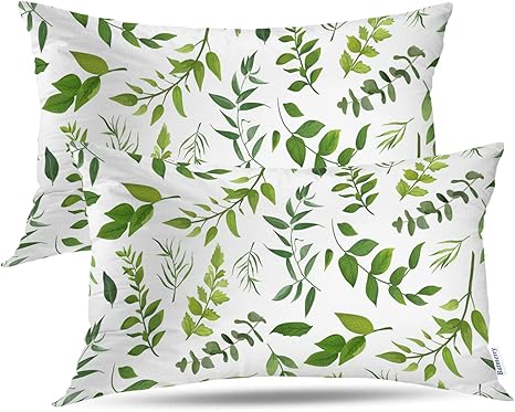 green leaf pillow covers