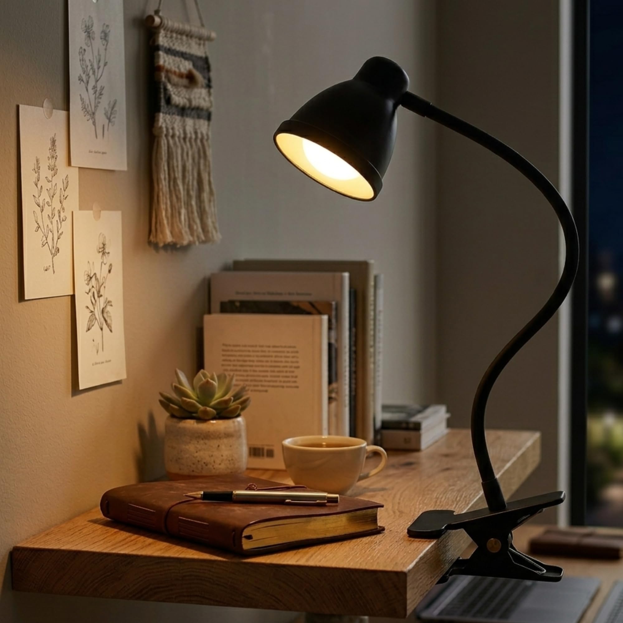 Burakh Black Led Clip On Reading Light Eye-Caring Stepless Dimming 3 Color Usb Rechargeable Clip Desk Lamp Touch Control Bed Light (Black)