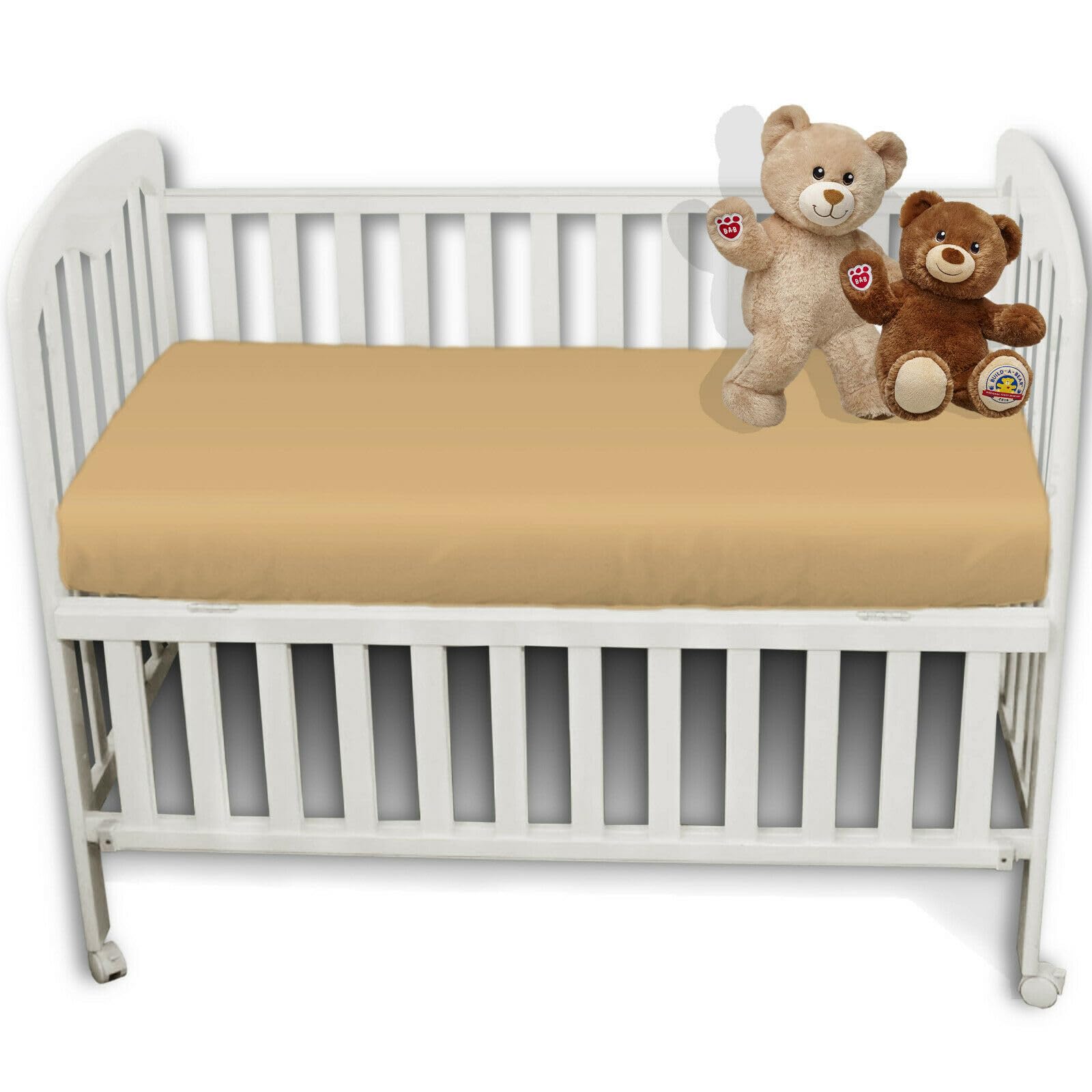 2 Pack Cot Bed Anti-Allergy, Breathable, Easy Care Fitted Sheets for Babies, Toddlers and Nurseries (Beige/Cream, Cot Bed - 70CM x 140CM)