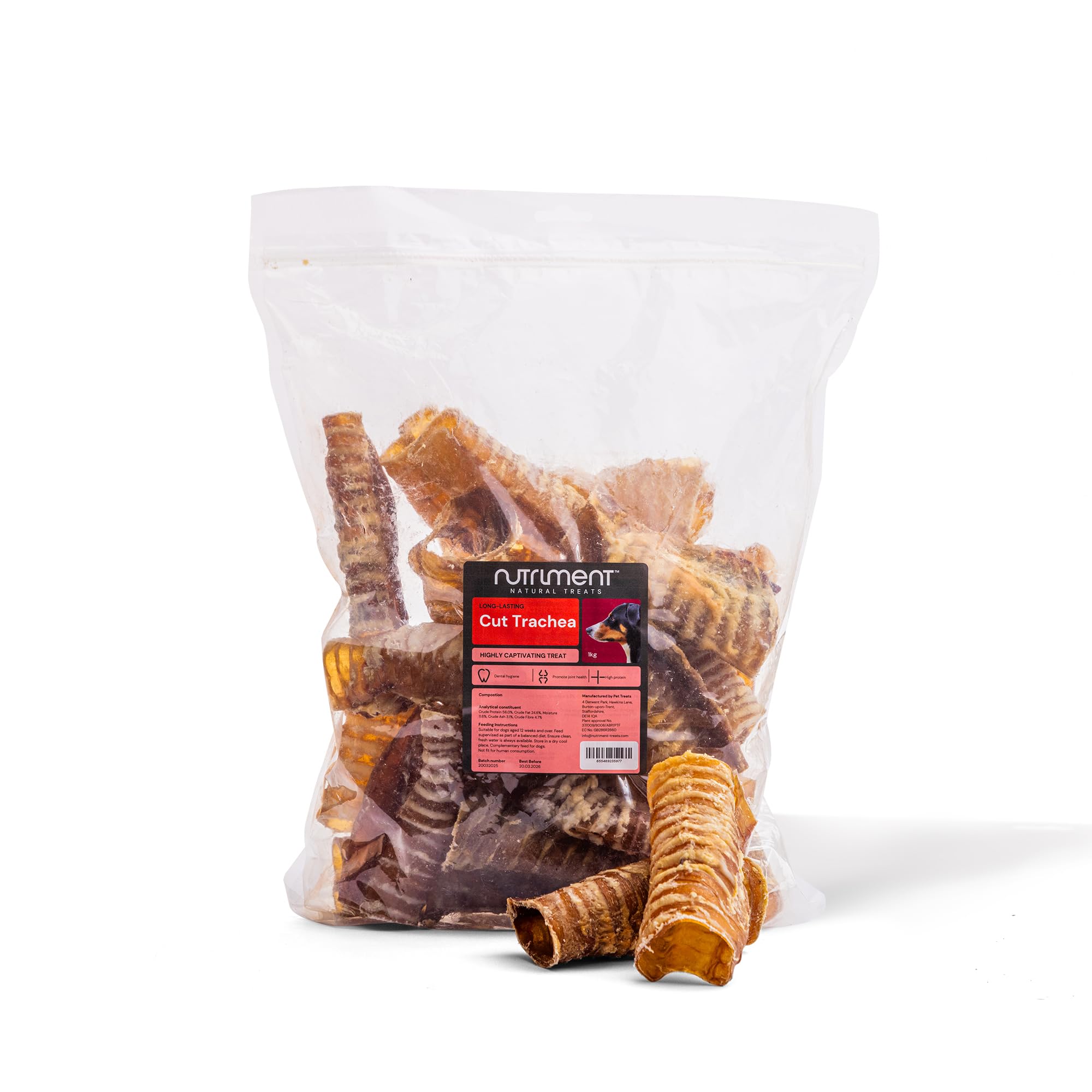 Natural Treats Dehydrated Cut Beef Trachea Chews for Dogs (1kg) 100% Natural Beef Long Lasting Hypoallergenic High Protein Hollow Chews