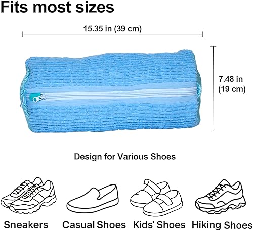 Miniatura 2 de Bolsa para lavadora de zapatos, 4 bolsas para zapatos de lavandería para lavadora y secadora con forro de felpilla, bolsa grande de malla