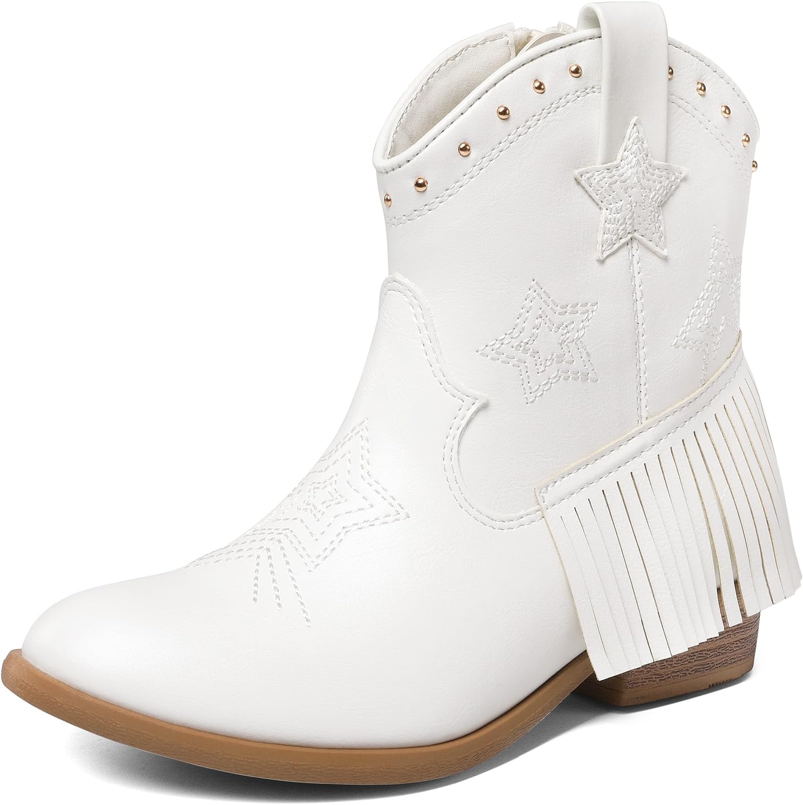 DREAM PAIRSGirls Cowgirl Cowboy Ankle Western Boots Side Zipper Riding Shoes with Tassel Little Kid/Big Kid