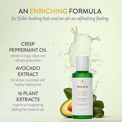 Miniatura 3 de PHILIP B Champú de aguacate de menta 2 onzas 20fl oz  Champú voluminizador y aclarador refresca el cuero cabelludo y limpia profundamente el cabello