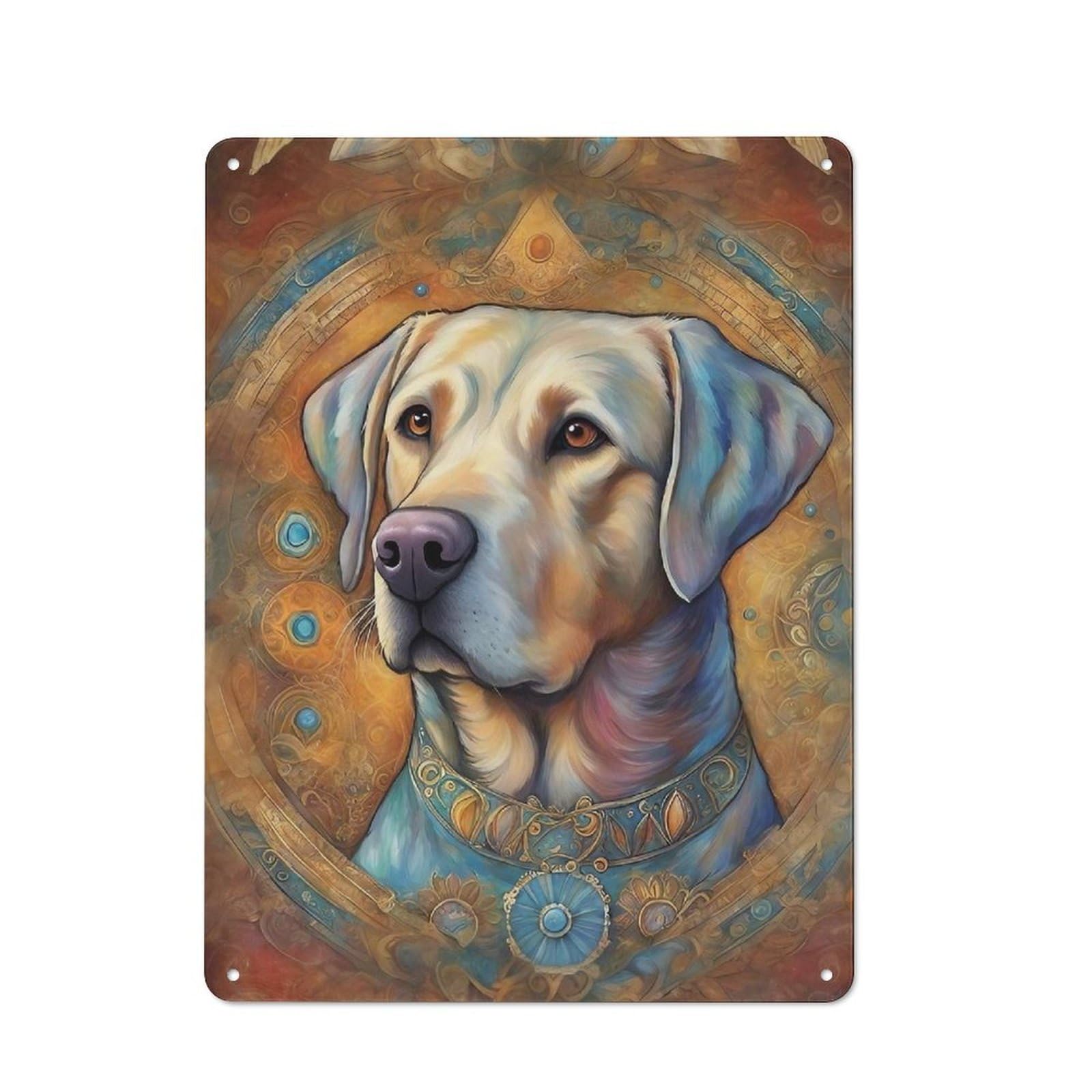 Metal Wall Art Sign with Dog00043 Design 40x30cm, Urban Industrial Wall Decor for Workspace, Cafe, Hallway Or Garage