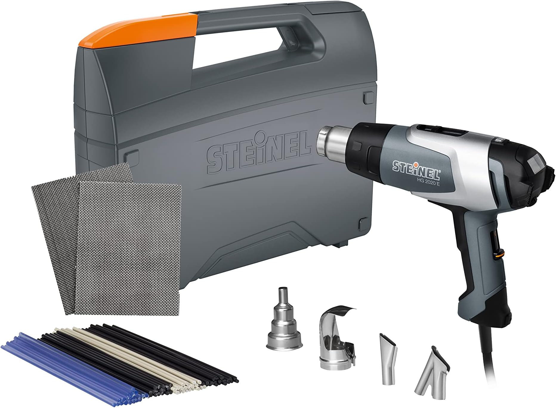 HL 2020 E Plastic Welding Kit - incl. Heat Gun with LCD-Display and Adjustable Temperature, hot air Gun Set for Shaping and Welding Plastics and PVC floorings