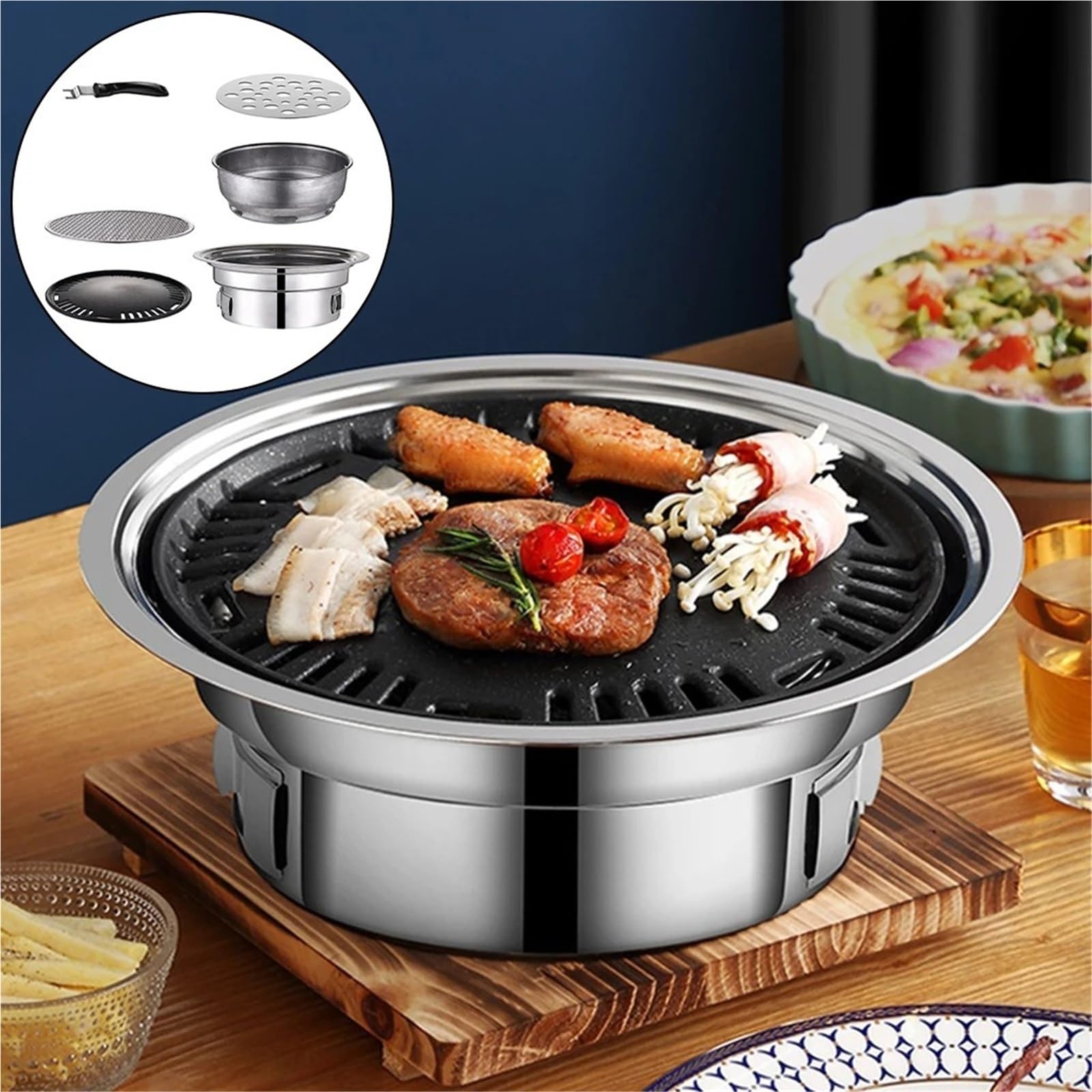 Grill na węgiel drzewny grill domowy grill nieprzywierający do domu kuchni na zewnątrz ogród grill kuchenka
