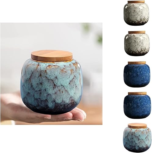 NS Online Juego de 6 urnas pequeñas de cerámica decorativas de recuerdo de 6 piezas para cenizas humanas conmemorativas - Honra a tu ser querido