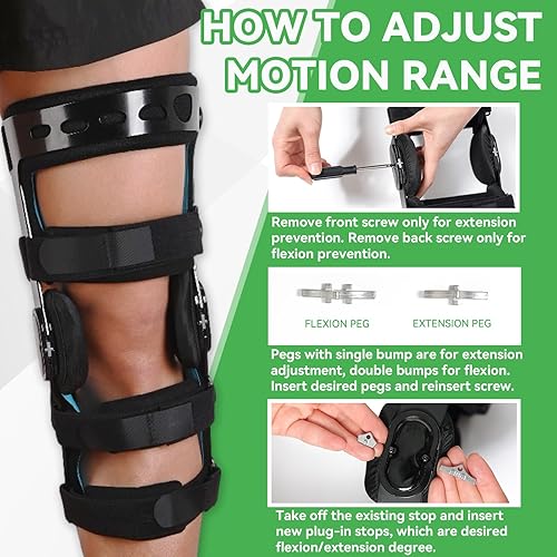 Miniatura 4 de Orthomen Rodillera funcional, para lesiones deportivas del ligamento del menisco ACL MCL PCL, con bisagras, ROM, ortopédica, para hombres y mujeres
