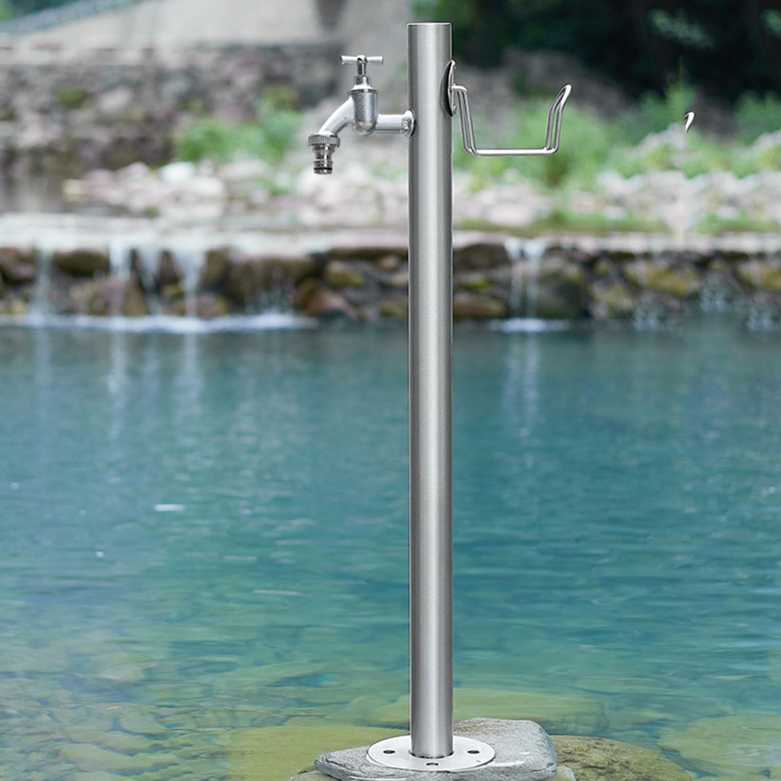 ZYCHSJXA Freestanding 304 Stainless Steel Garden Water Column with Hose Stand Anti Freeze Outdoor Tap Metal Courtyard Faucet Post Yard Hydrant for Irrigation & Washing