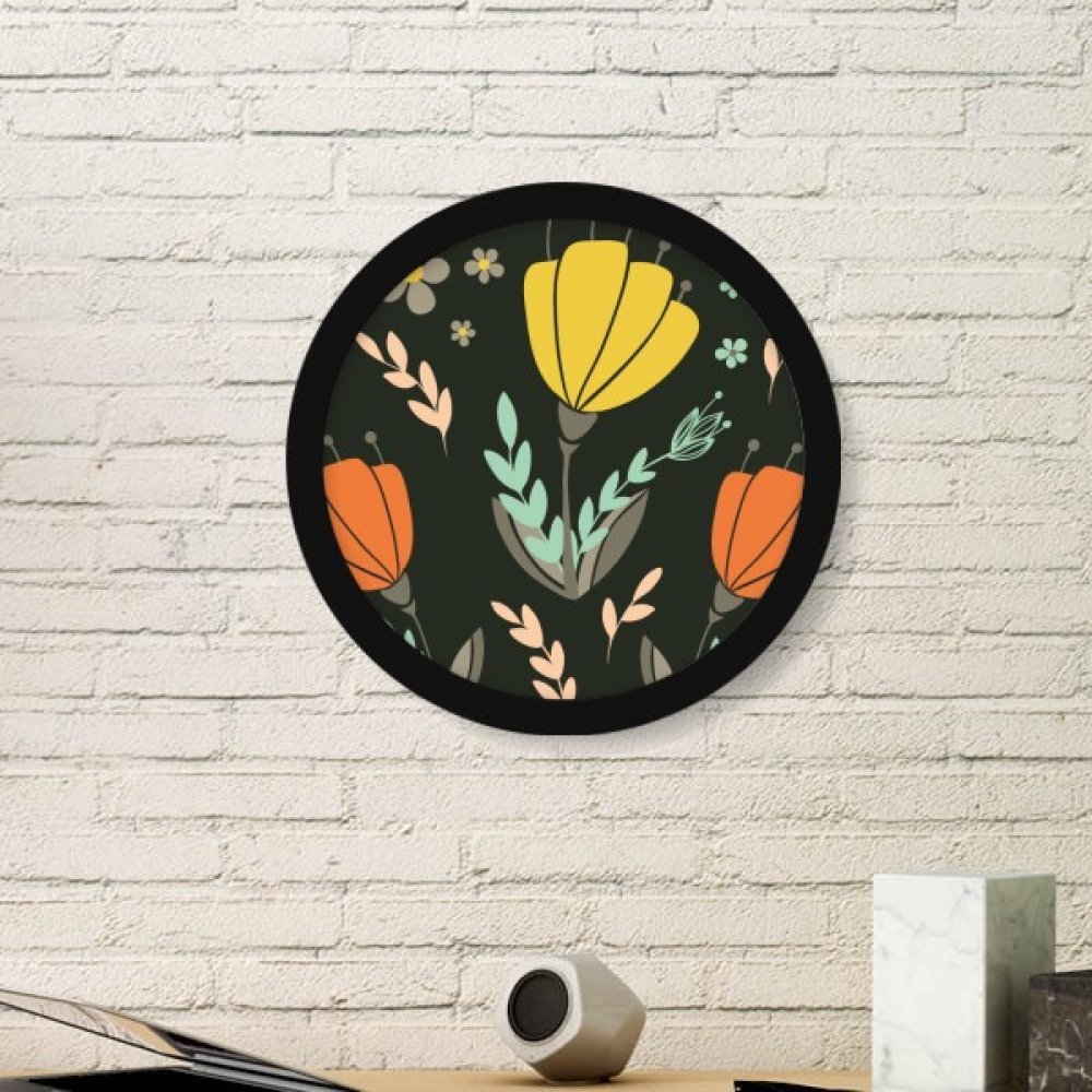 Cadre photo rond en bois DIYthinker peinture fleur jaune pour décoration maison