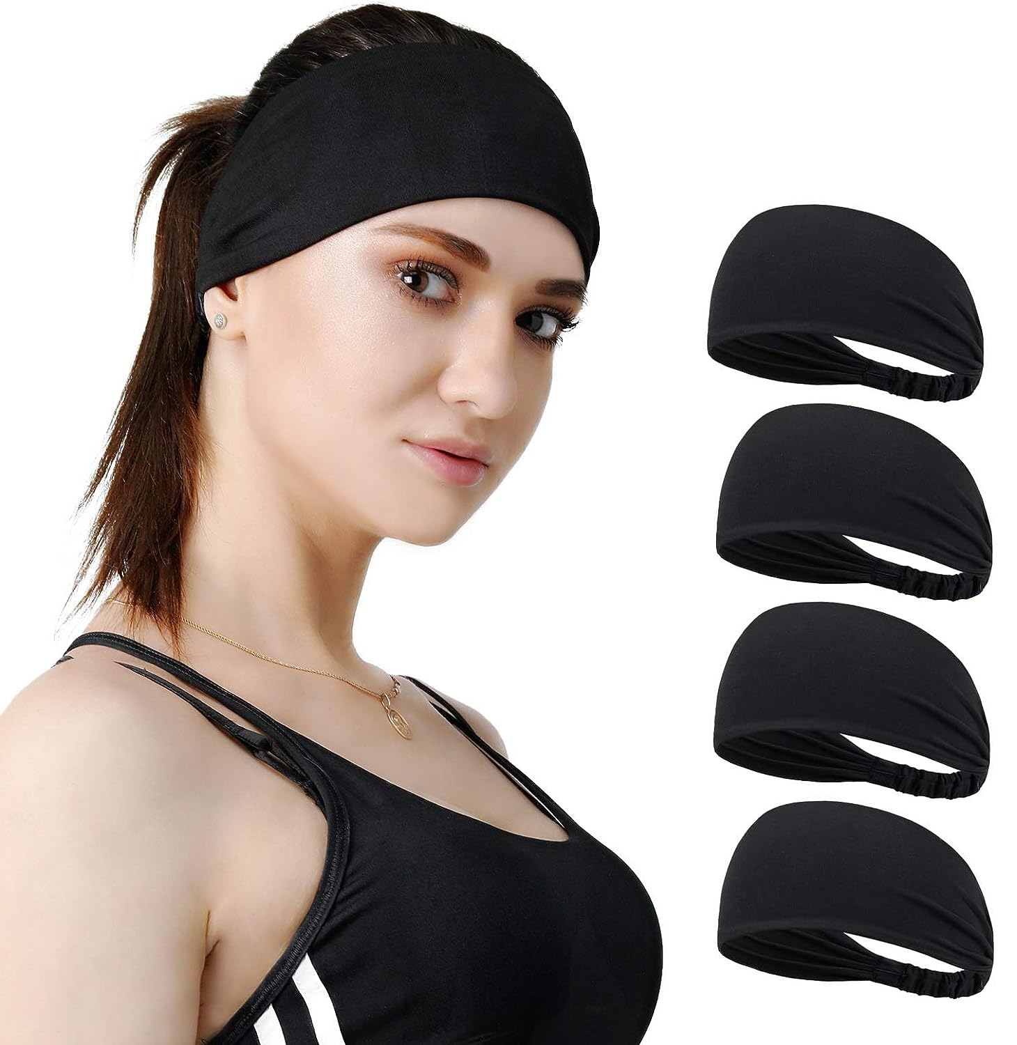 BISMAADH Women's Yoga Sport Athletic Headband Sweatband for Running Sports Travel Fitness Elastic Wicking Style Bandana Basketball Headbands Headscarf fits All Men & Women-picture-34