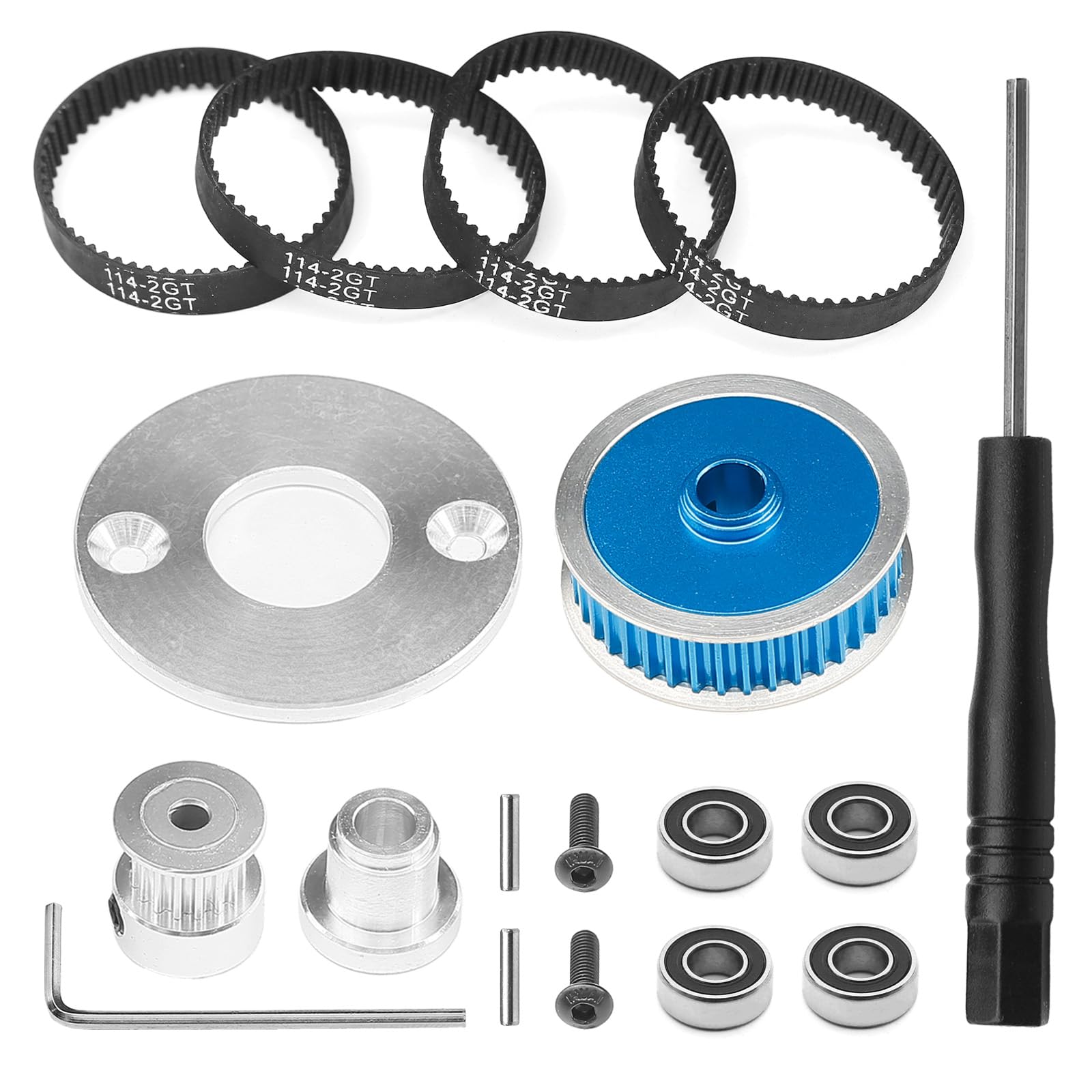 CHRCOED TT02 Belt Drive, RC Car Belt Drive Transmission Gears System, 40T /16T Aluminum Pulley Gear,Metal Spur Gear for Tamiya 1/10 4WD Shaft Drive On Road RC Car TT-02,Blue
