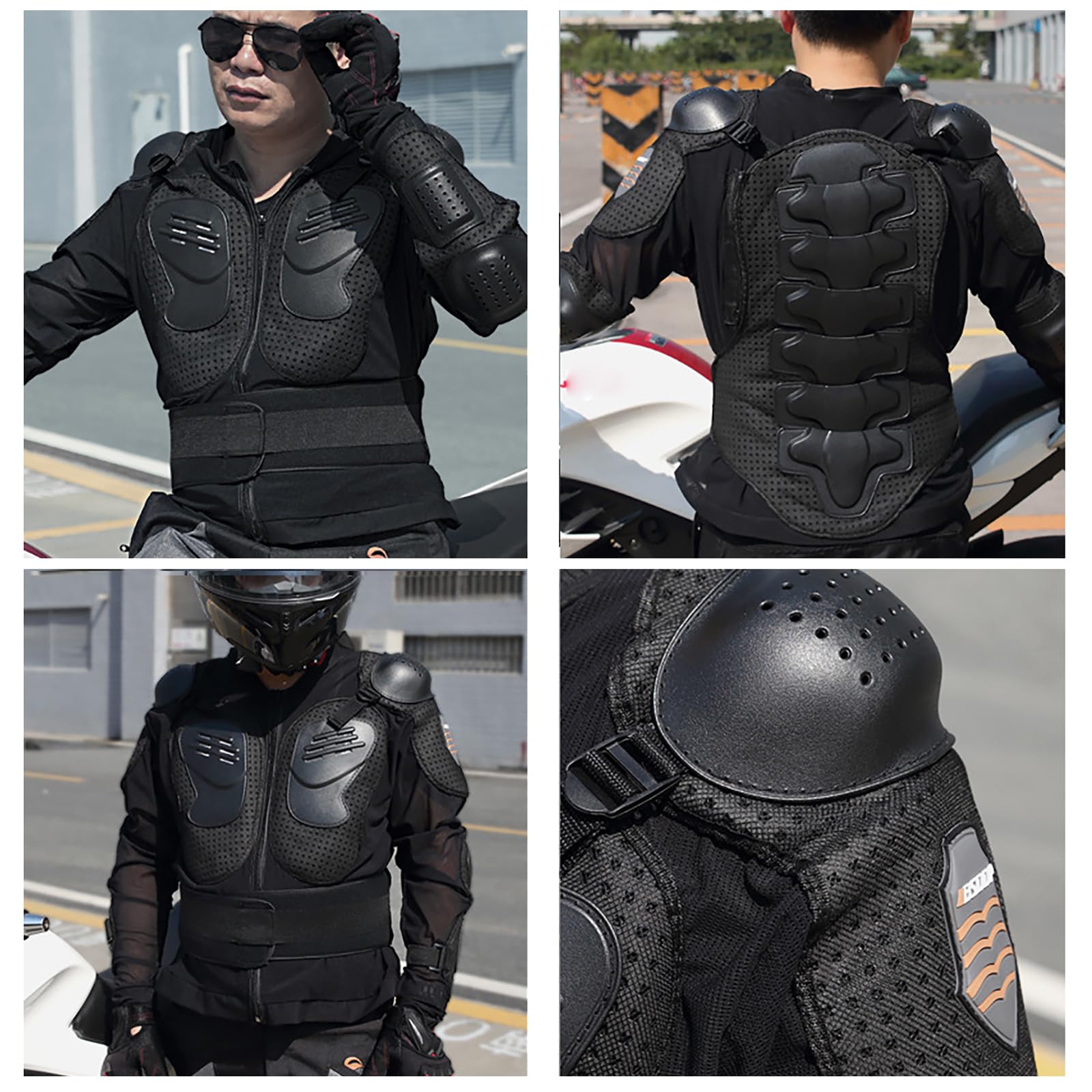 Chaqueta De Protección Integral Hombre para Motociclista, Protector De Pecho Y Espalda, Chaqueta Transpirable para Motocross, Moto De Cross Y ATV