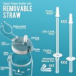 MYFOREST 32oz/1L Bouteille d'eau de sport, Tritan léger, Gulp à ouverture rapide 2-in-1, Fuite-proof, lave-vaisselle-safe, sans BPA, résistant à la chute & Scratch-Resist, marqueur de temps pour l'hydratation motivationnelle (effacement)