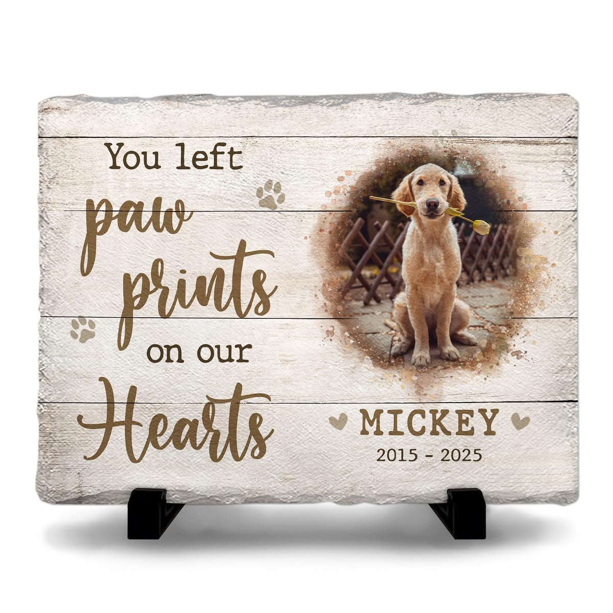 Personalized Slate Memorial Stone for Dogs and Cats - Dog Paw Prints - Thoughtful Bereavement Gifts for Cat Lovers, Ideal Keepsake for Pet Loss - Change a Meaningful Quote